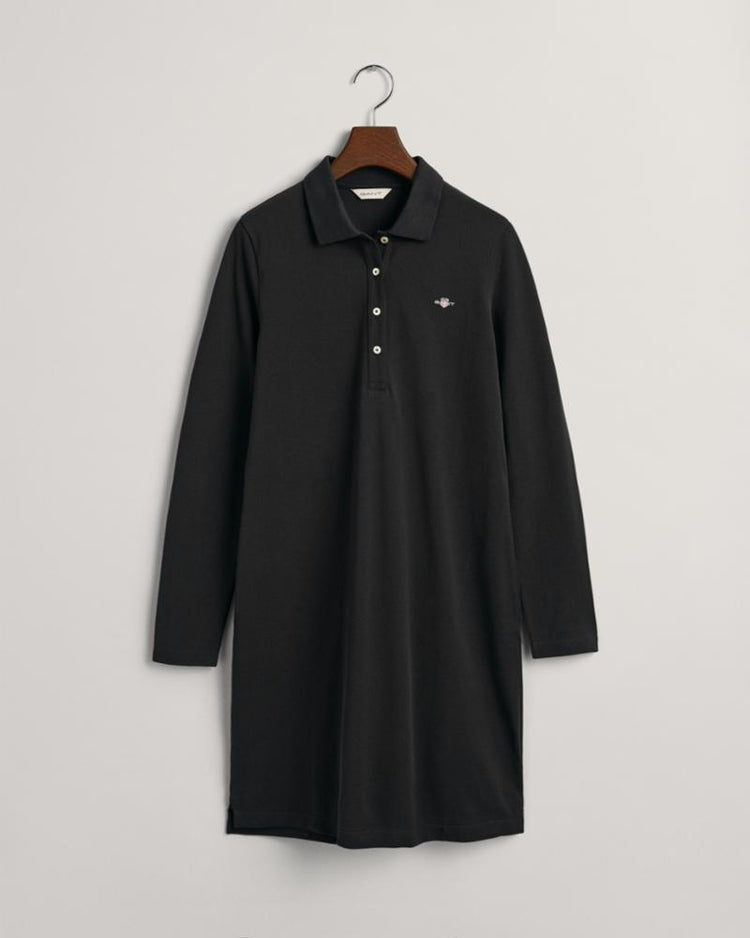 Gant Apparel Womens SLIM SHIELD LS PIQUE DRESS 5/BLACK