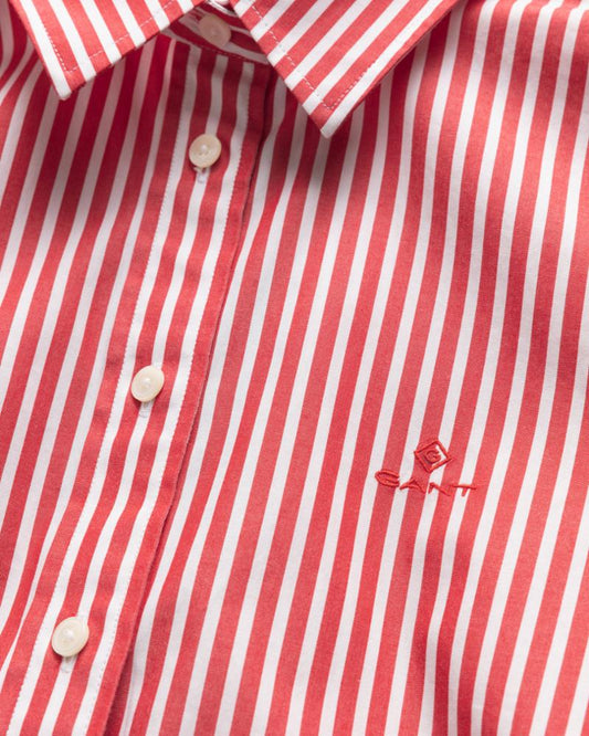 Gant Apparel Womens BROADCLOTH STRIPED SHIRT 620/BRIGHT RED