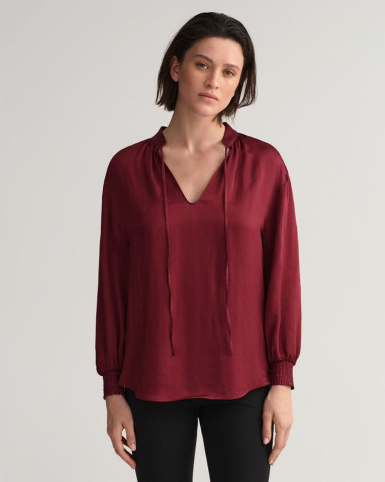 Gant Apparel Womens STAND COLLAR POP OVER BLOUSE 604/PLUMPED RED