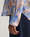 Gant Apparel Womens REG FLORAL COT SILK SHIRT 406/WATERFALL BLUE