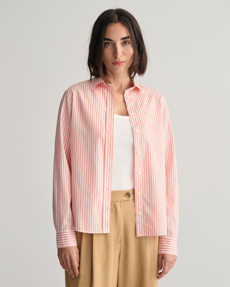 Gant Apparel Womens REG POPLIN STRIPED SHIRT 624/PEACHY PINK