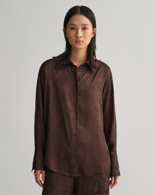 Gant Apparel Womens RELAXED LACE JACQUARD SHIRT 274/RICH BROWN