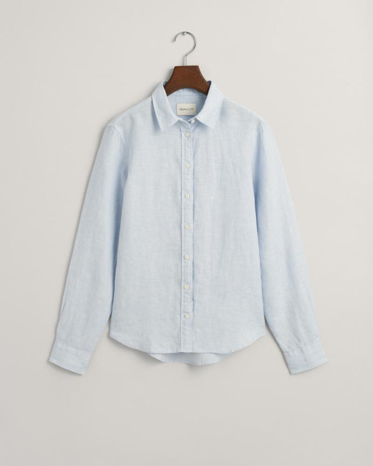 Gant Apparel Womens REG LINEN CHAMBRAY SHIRT 455/LIGHT BLUE