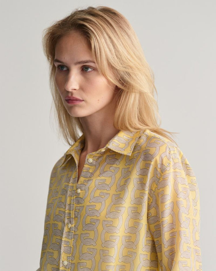 Gant Apparel Womens REL G PATTERN COT SILK SHIRT 726/DUSTY YELLOW