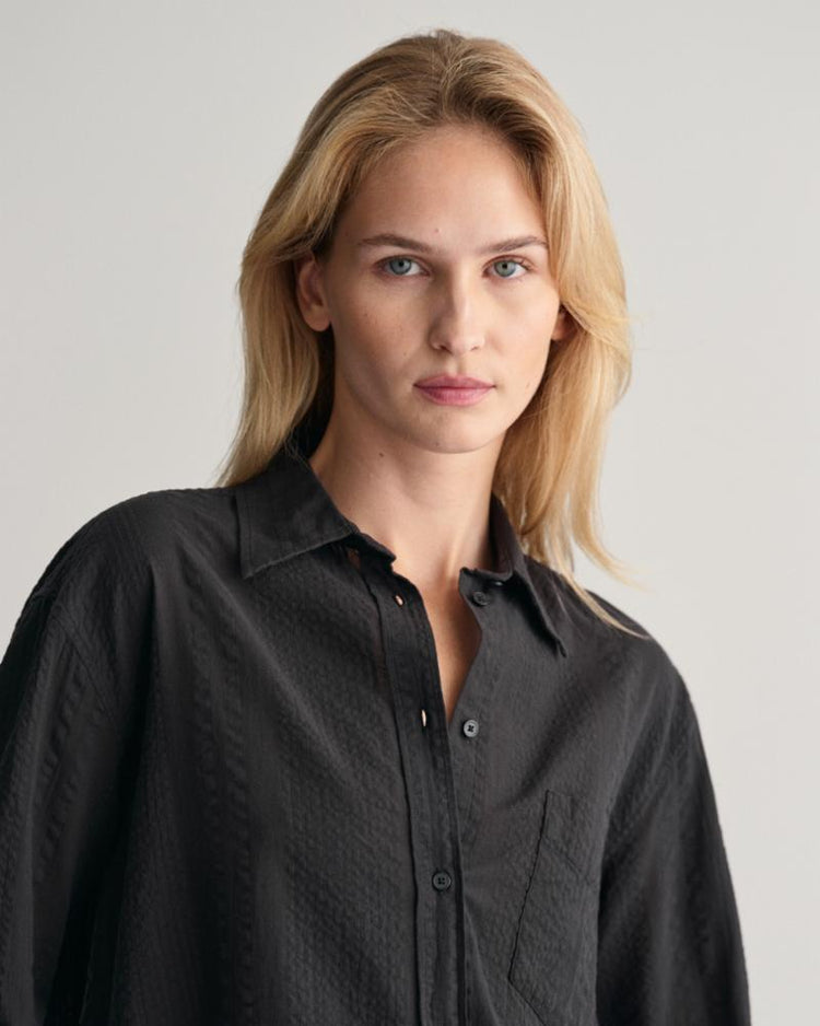 Gant Apparel Womens REL SEERSUCKER STRIPE SHIRT 5/BLACK