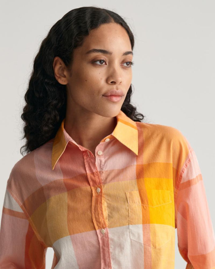 Gant Apparel Womens REL MADRASS CHECK SHIRT 779/MEDAL YELLOW