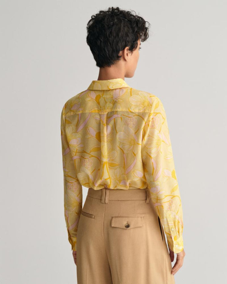 Gant Apparel Womens REG MAGNOLIA PRINT COT SILK SHIRT 726/DUSTY YELLOW