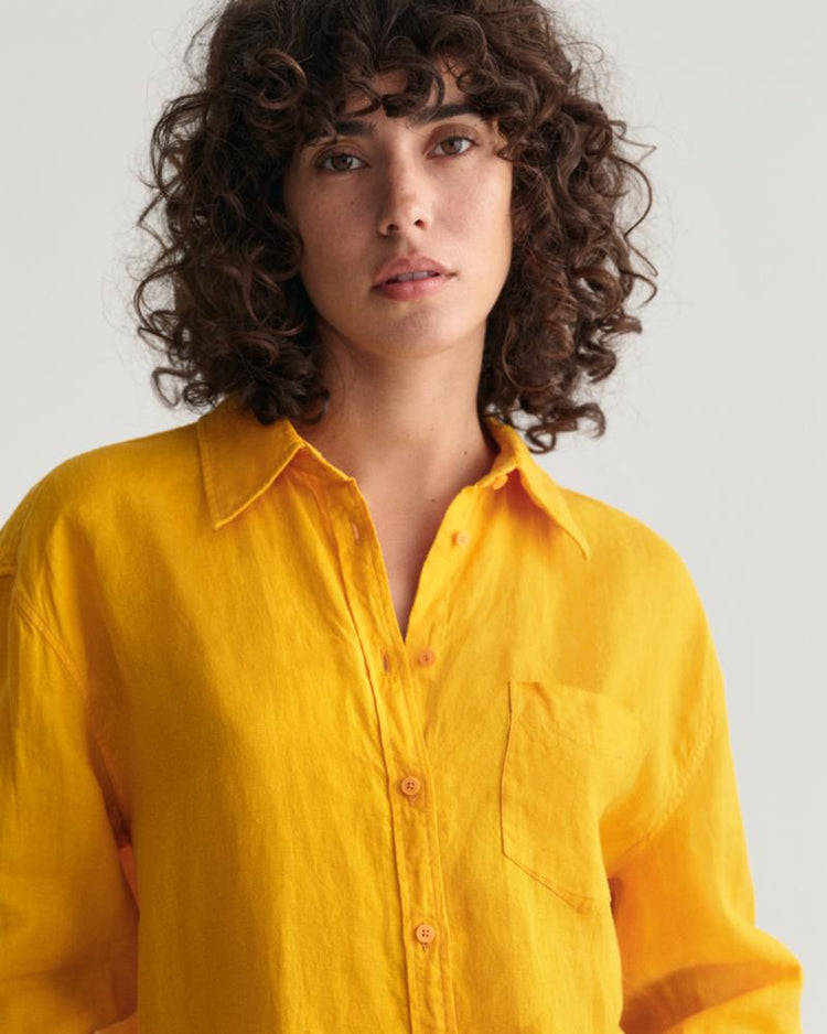 Gant Apparel Womens REL LINEN SHIRT 779/MEDAL YELLOW