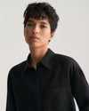 Gant Apparel Womens REL CROPPED LINEN SHIRT 19/EBONY BLACK