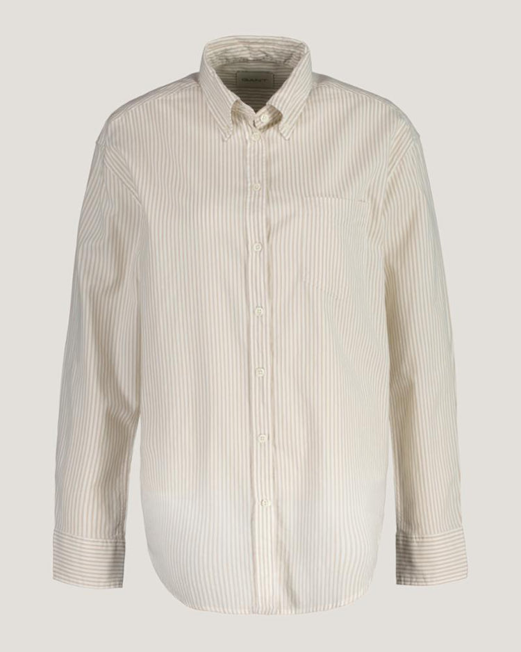 Gant Apparel Womens REL LUXURY OXFORD STRIPE BD SHIRT 277/DRY SAND