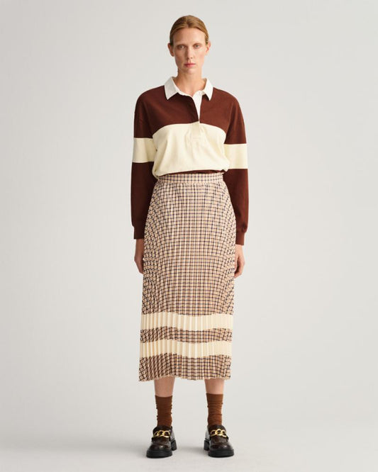 Gant Apparel Womens CHECK PLEATED SKIRT 258/TOFFEE BEIGE