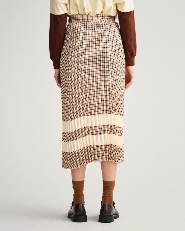 Gant Apparel Womens CHECK PLEATED SKIRT 258/TOFFEE BEIGE