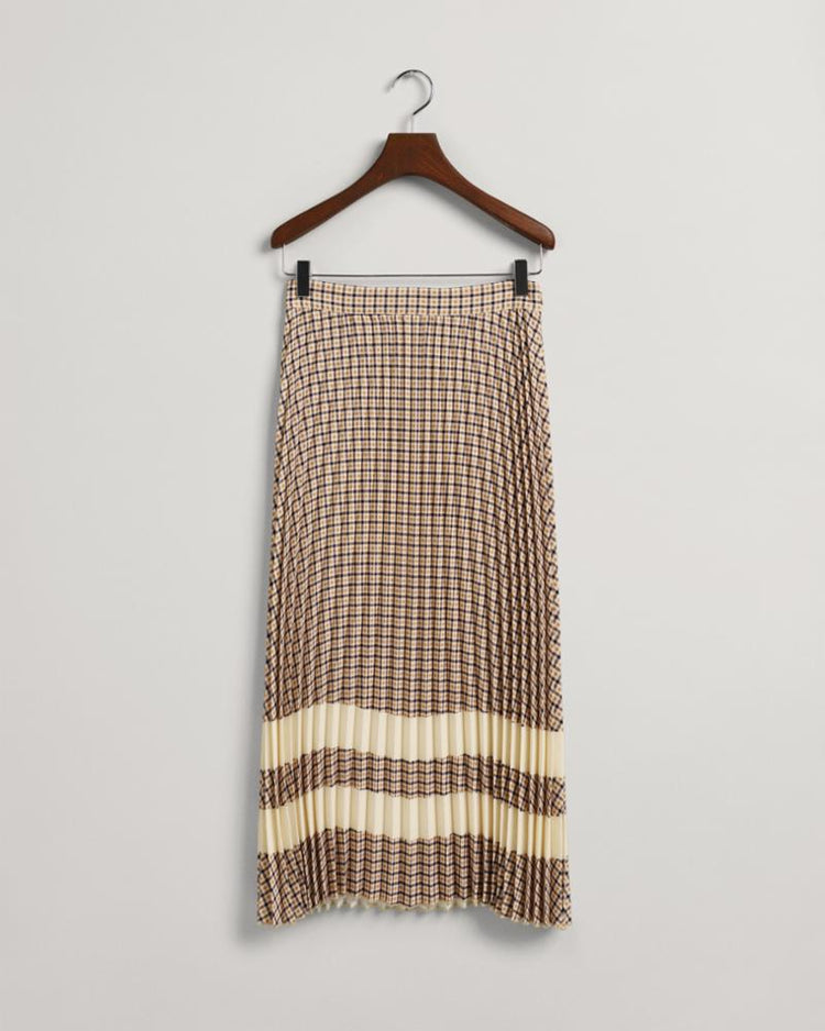 Gant Apparel Womens CHECK PLEATED SKIRT 258/TOFFEE BEIGE