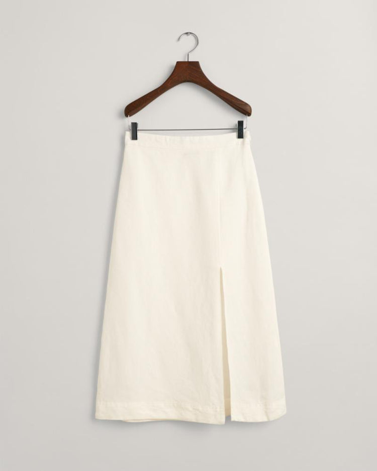 Gant Apparel Womens REL MIDI LINEN BLEND SKIRT 113/EGGSHELL