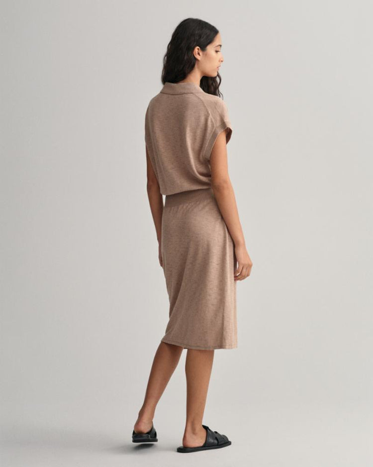 Gant Apparel Womens LINEN-BLEND COLLAR DRESS 209/HORN BEIGE