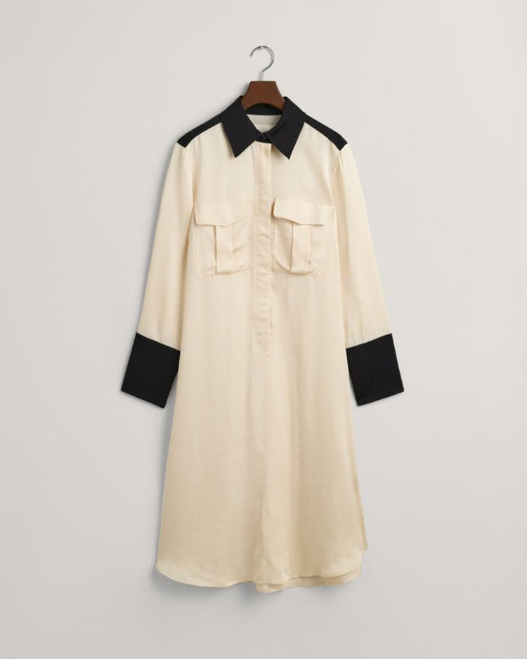 Gant Apparel Womens REG BLOCK SHIRT DRESS 116/LINEN