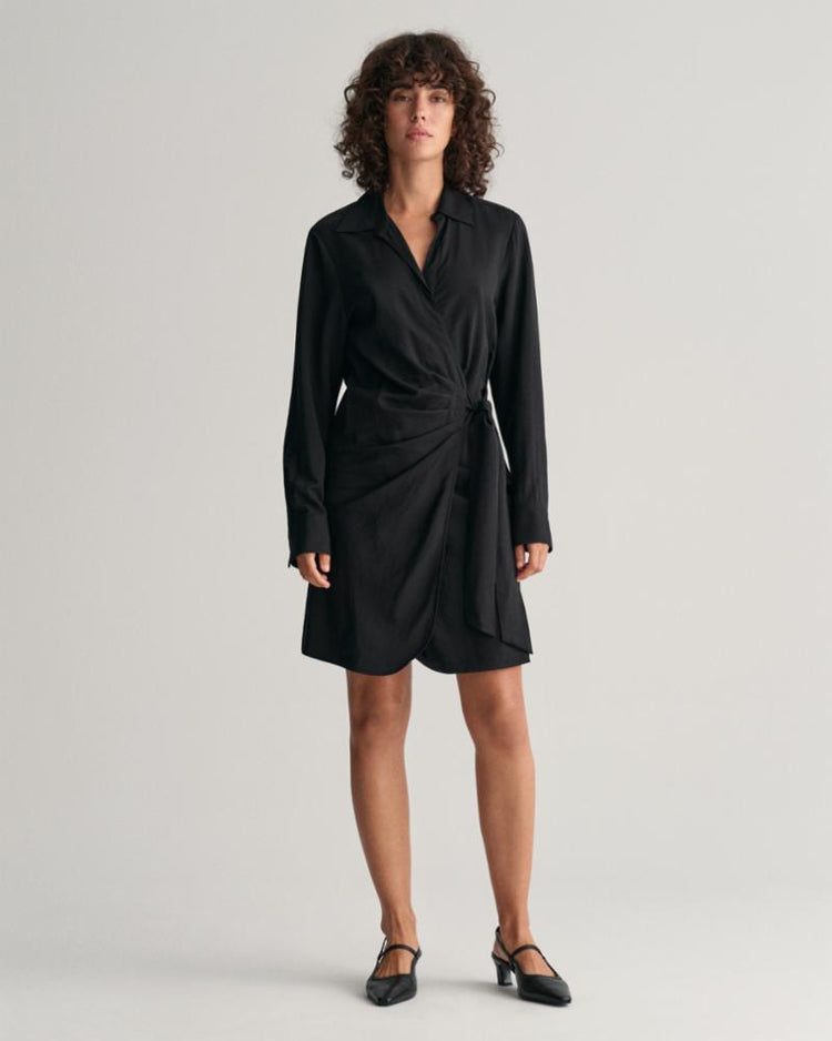 Gant Apparel Womens SLIM WRAP SHIRT DRESS 5/BLACK