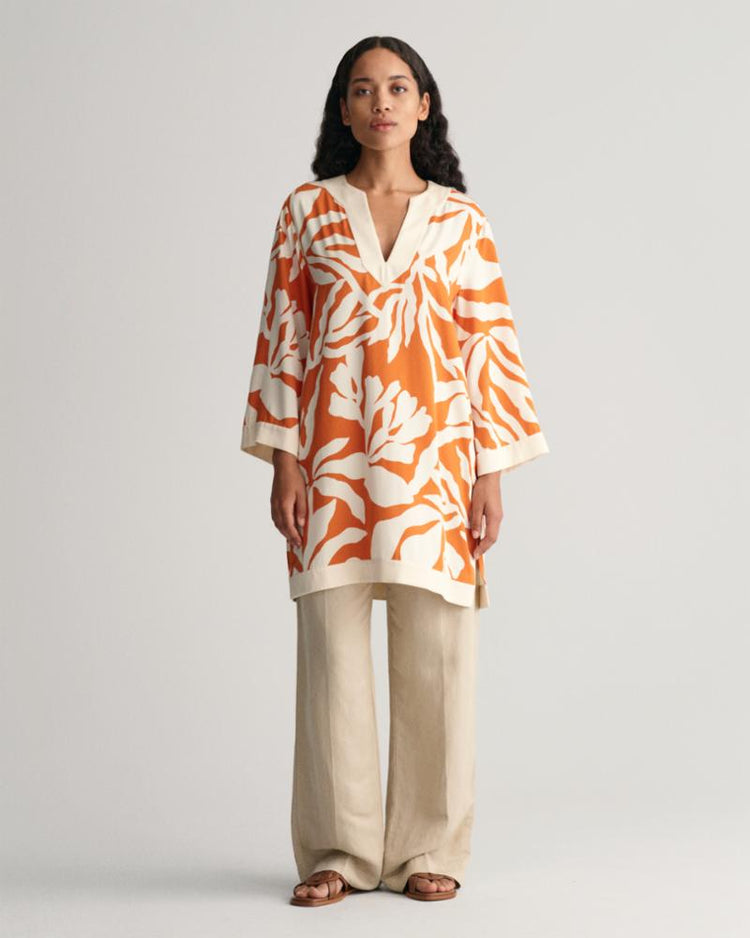 Gant Apparel Womens REL PALM PRINT CAFTAN 860/PUMPKIN ORANGE