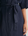 Gant Apparel Womens REL LINEN SS SHIRT DRESS 433/EVENING BLUE