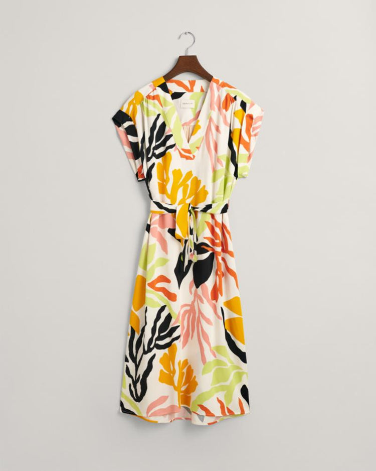 Gant Apparel Womens REL PALM PRINT SS DRESS 779/MEDAL YELLOW