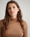 Gant Apparel Womens STRETCH COTTON CABLE TURTLE NECK 210/ROASTED WALNUT