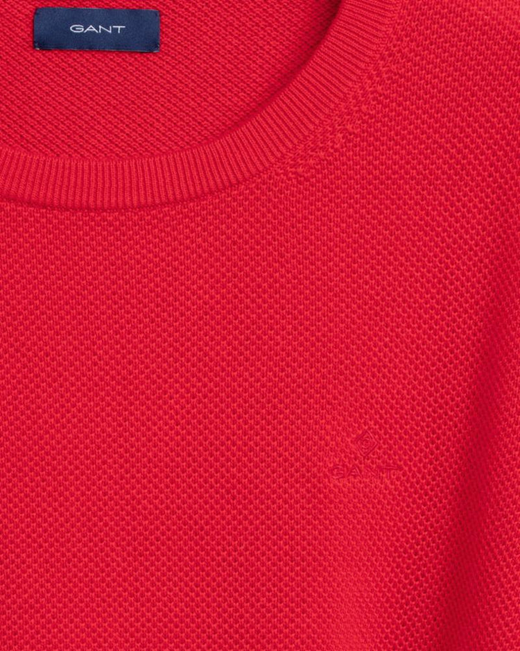 Gant Apparel Womens COTTON PIQUE C-NECK 620/BRIGHT RED