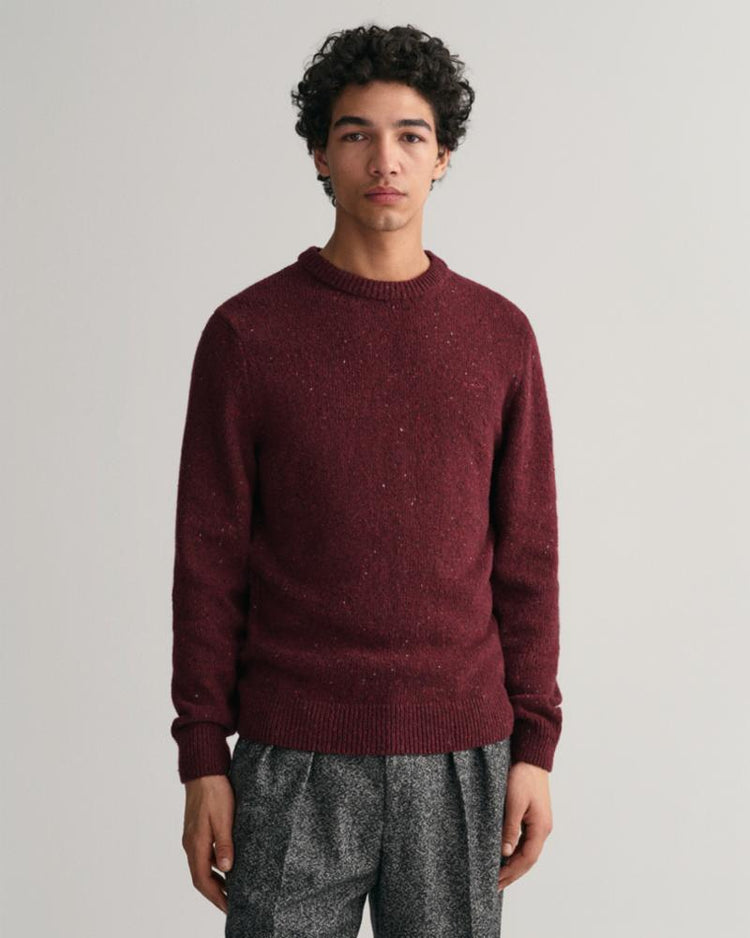 Gant Apparel Mens WOOL NEPS C-NECK 604-PLUMPED/RED